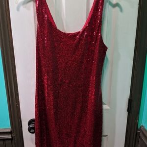 Red sequin cocktail dress